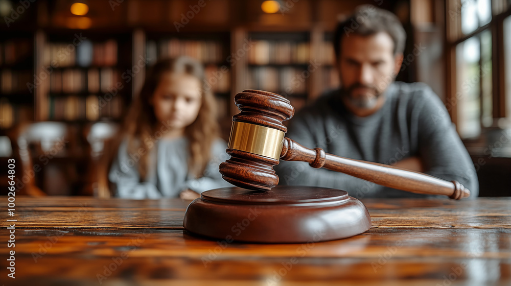 Close up of a wooden judge's gavel on a table in a courtroom Close up of a wooden judge's gavel on a table in a courtroom