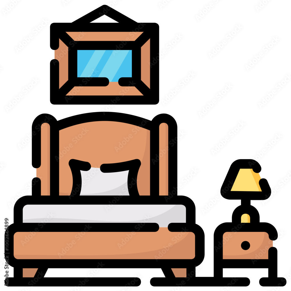 bedroom filled outline vector icon bedroom filled outline vector icon