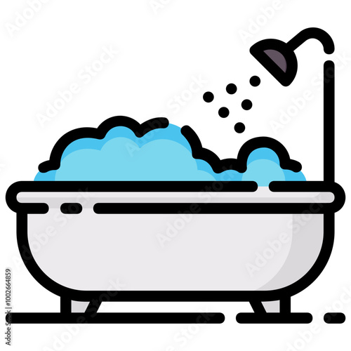 bathtub filled outline vector icon