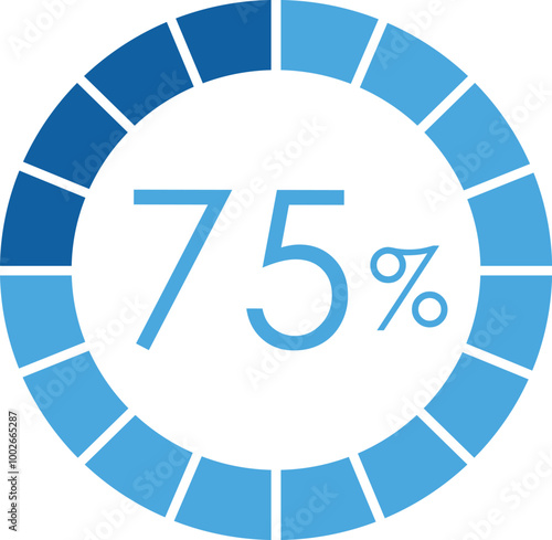 75 percent loading blue circular design photo