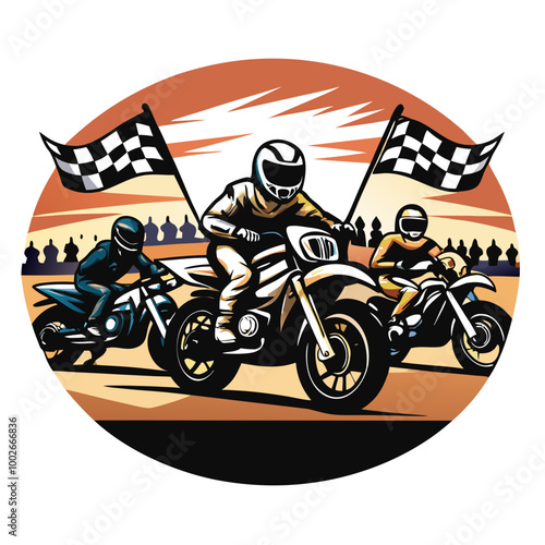 A rider leans into a turn on a motocross track, dirt flying, wheels churning, adrenaline pumping.