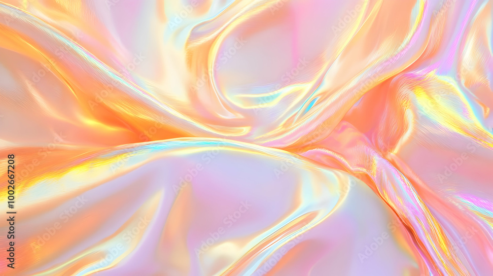 Fototapeta premium Iridescent Holographic Background a pastel ochre to orange gradient