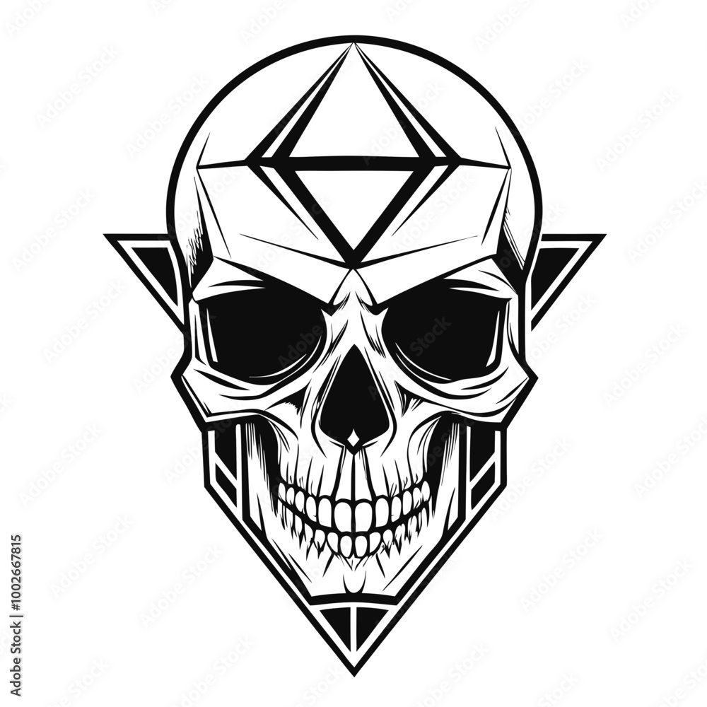 Minimalist skull design with geometric shapes. Minimalist skull design with geometric shapes.