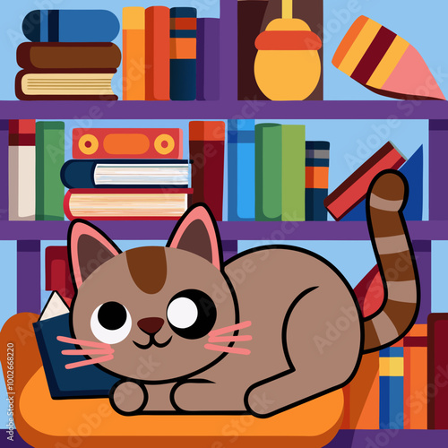A day in the life of a cat living in a library, featuring the cat's playful antics, naps in stacks of books, and interactions with librarians and patrons.