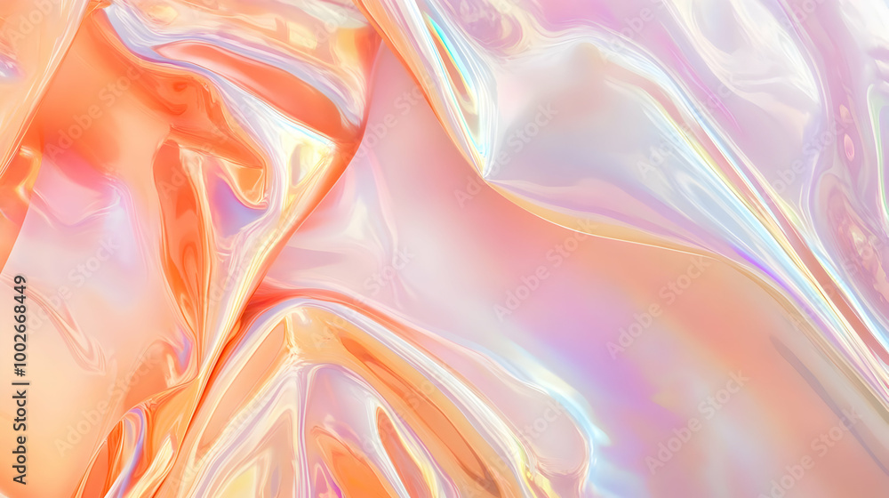 Naklejka premium Iridescent Holographic Background a pastel peach to ivory gradient