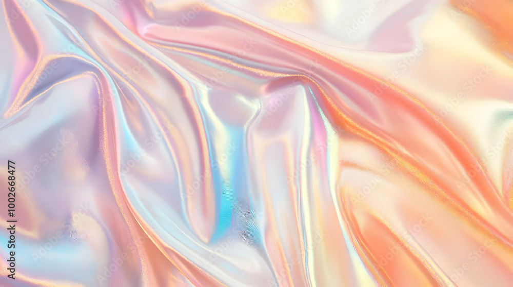 Obraz premium Iridescent Holographic Background a pastel pearl to peach gradient