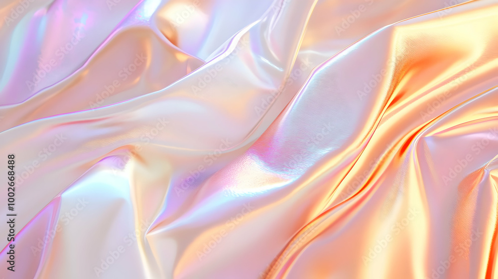 Obraz premium Iridescent Holographic Background a pastel cream to copper gradient