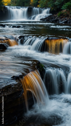 Waterfall with blurry color waves