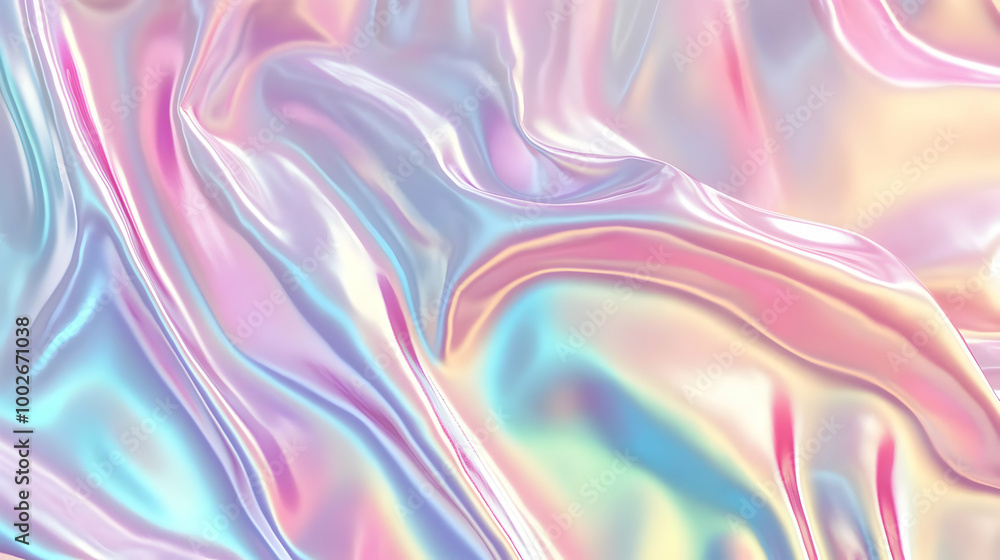 Fototapeta premium Iridescent Holographic Background a pastel cherry to platinum gradient