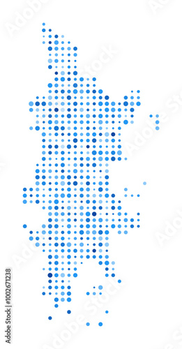 Phuket Dot Map. Island Digital Style Shape. Phuket vector image. Island shape blue circular dots. Stylish vector illustration.