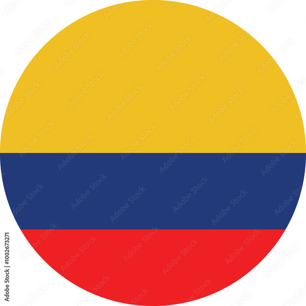 Flag of Columbia. Colombia flag in circle shape. Columbia national flag icon. isolated vector illustration. Flag of Columbia. Colombia flag in circle shape. Columbia national flag icon. isolated vector illustration.