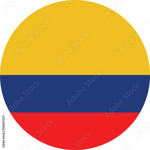 Flag of Columbia. Colombia flag in circle shape. Columbia national flag icon. isolated vector illustration.