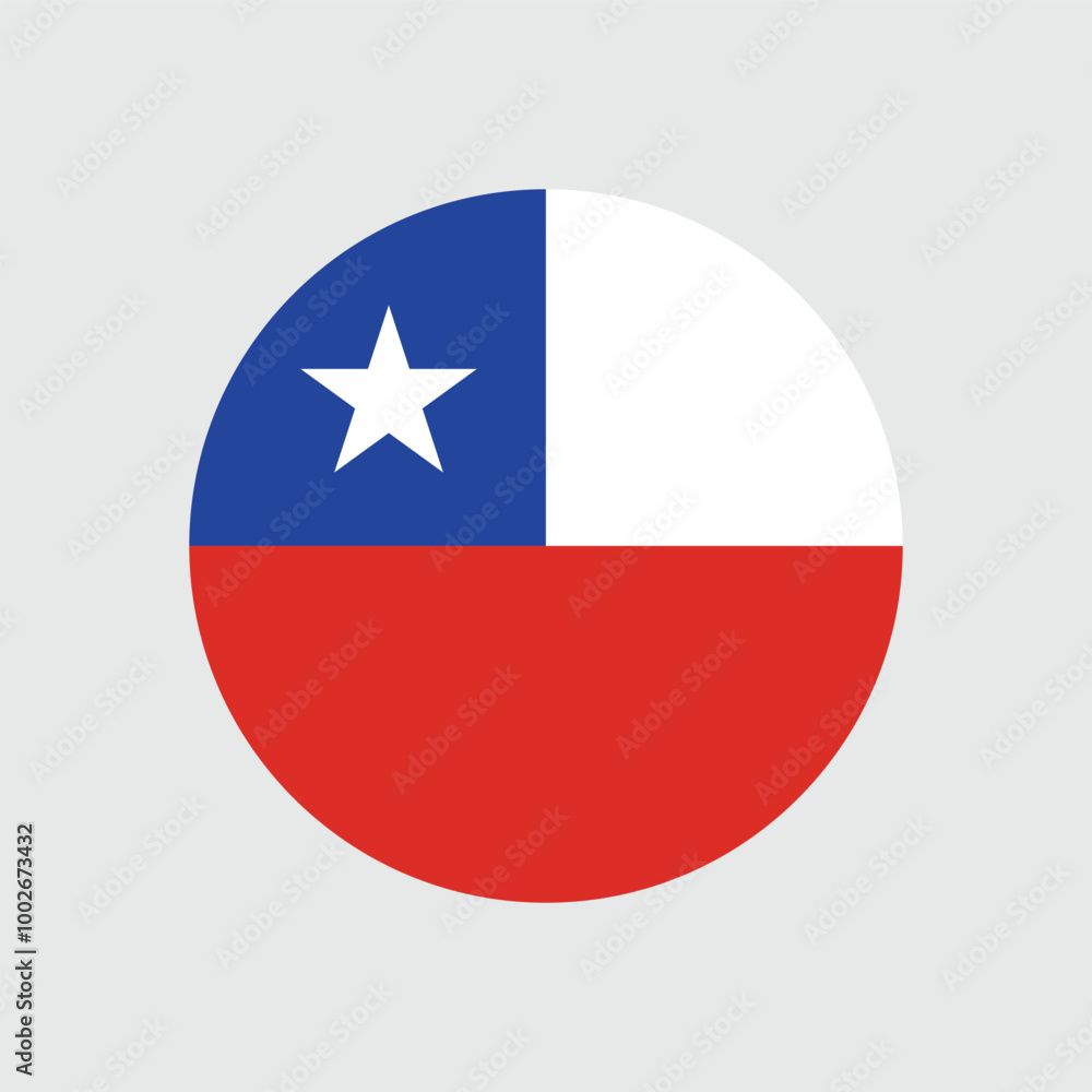 Chile flag icon vector. Round Chile flag icon. Chile official flag vector. Chile flag icon vector. Round Chile flag icon. Chile official flag vector.