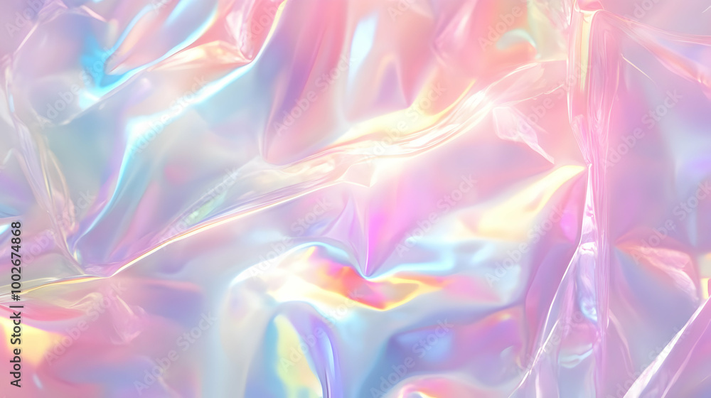 Obraz premium Iridescent Holographic Background a pastel pearl to coral gradient
