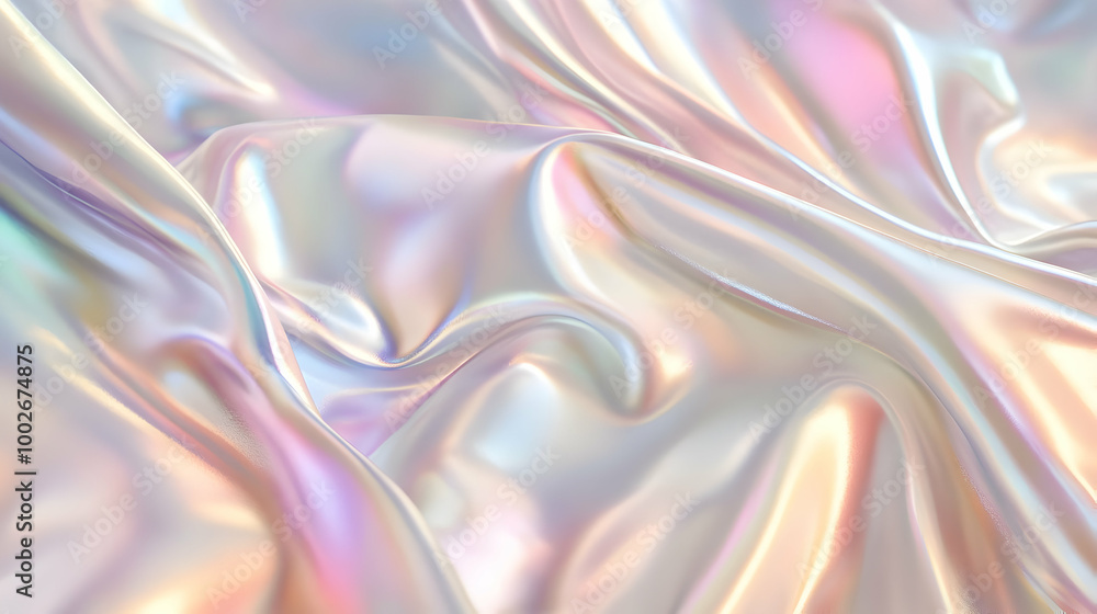 Obraz premium Iridescent Holographic Background a pastel ivory to platinum gradient