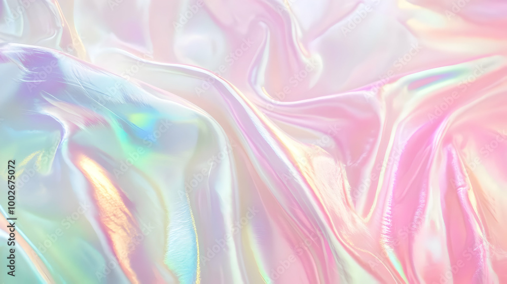 Fototapeta premium Iridescent Holographic Background a pastel ruby to green gradient