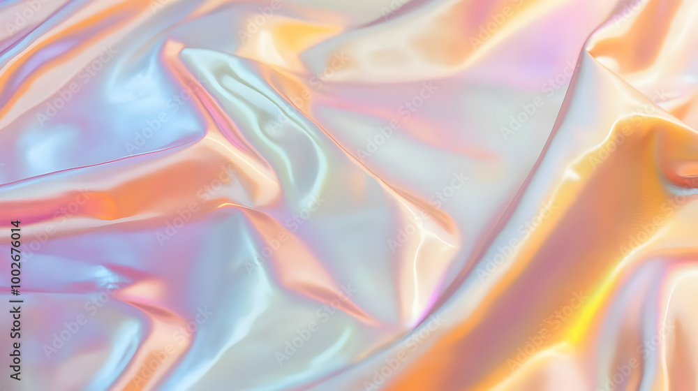 Fototapeta premium Iridescent Holographic Background a pastel peach to bronze gradient