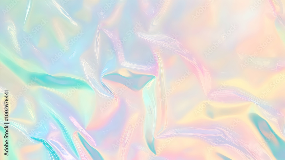 Fototapeta premium Iridescent Holographic Background a pastel jade to cream gradient