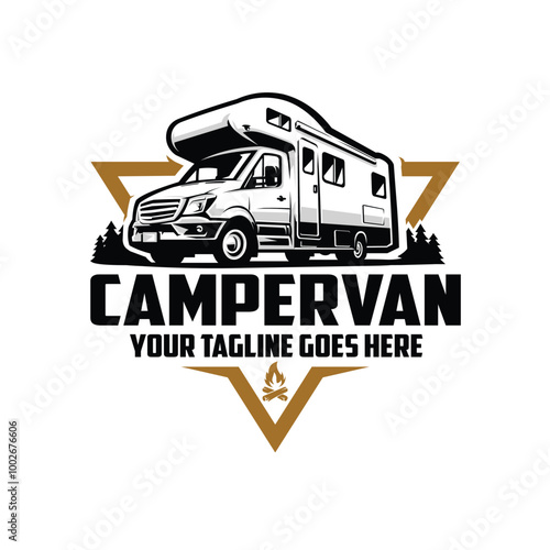Campervan Caravan RV Motorhome Logo Vector Isolated. Best for Outdoor Camping Related Industry