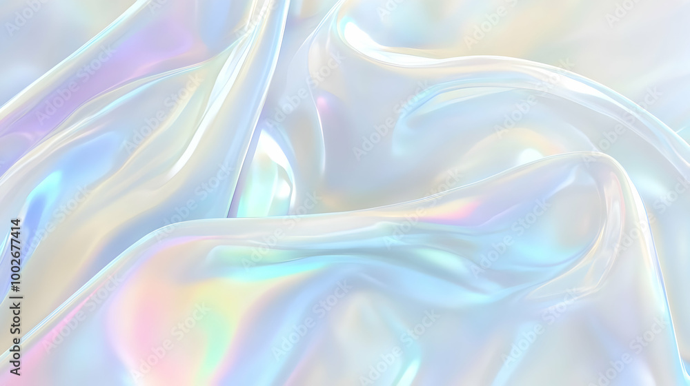 Obraz premium Iridescent Holographic Background a pastel sky blue to ivory gradient