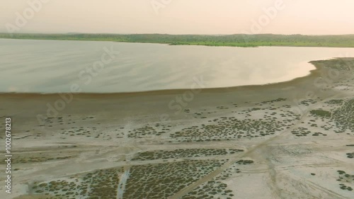 Aerial footage of footprints on coast of Rann Of Kutch Tharparkar in Sindh, akistan. photo