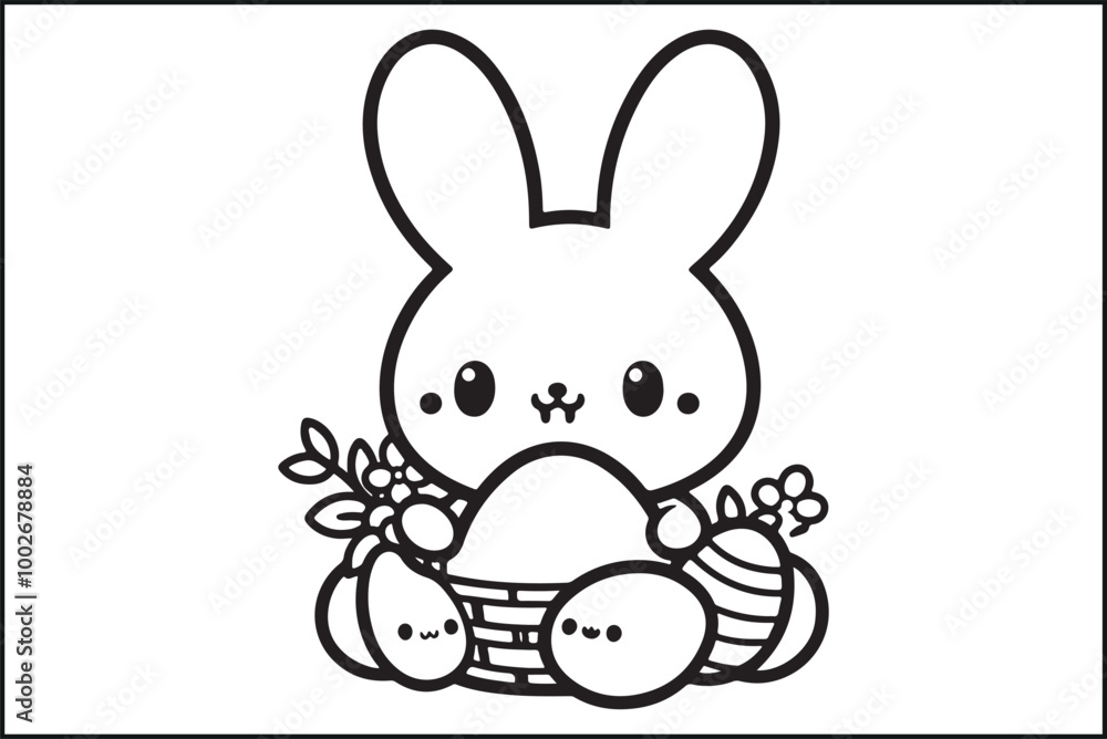 Easter Bunny and Egg Silhouette Vector Art Easter Bunny and Egg Silhouette Vector Art