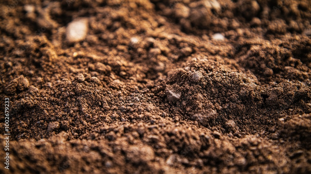 Rich brown soil in a detailed close-up, showing the texture and moisture of the freshly dug earth. Rich brown soil in a detailed close-up, showing the texture and moisture of the freshly dug earth.