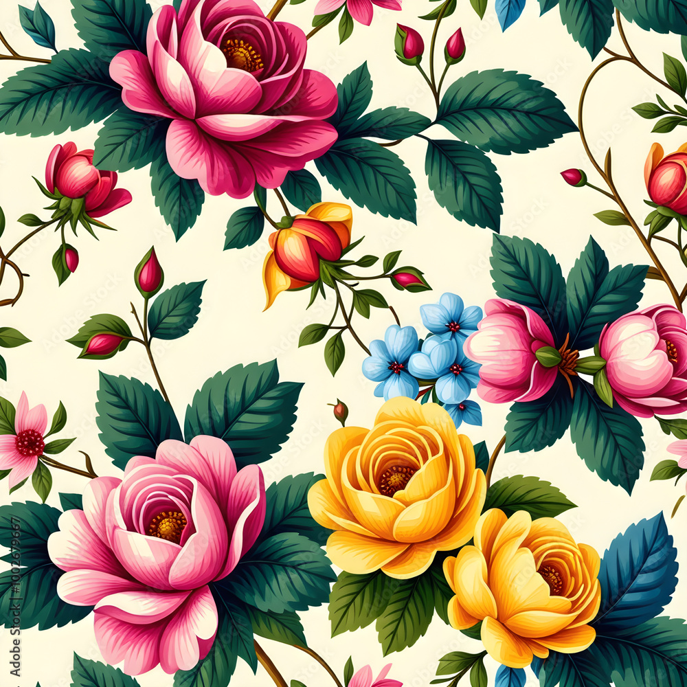Naklejka premium vintage wallpaper with flowers