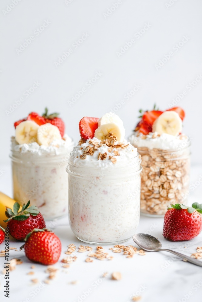Overnight Oats with Strawberries, Banana and Granola Overnight Oats with Strawberries, Banana and Granola