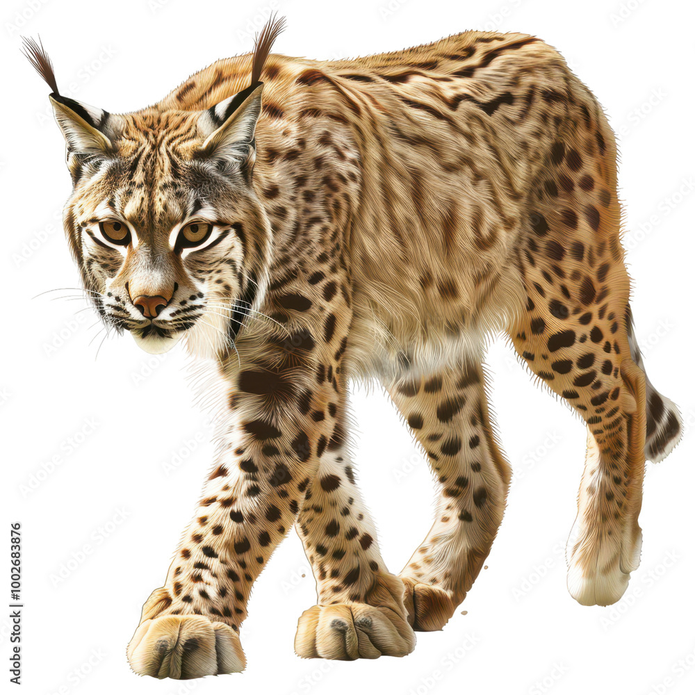 A majestic lynx walking gracefully through its natural habitat, showcasing its elegant fur and keen gaze. A majestic lynx walking gracefully through its natural habitat, showcasing its elegant fur and keen gaze.