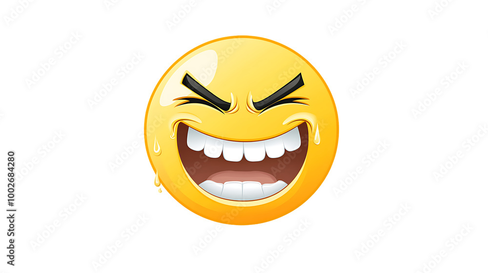 Fototapeta premium Yellow smiley face emoticon vector illustration for happy emotion