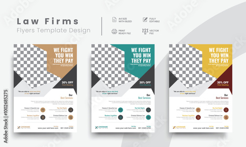 Professional corporate law firm flyer for lawyer brand identity promotion. Modern lawyer flyer or attorney flyer with marketing layout. Vol - 1