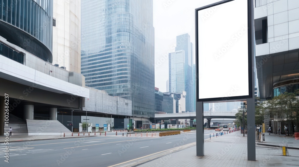 Blank Billboard in Urban Landscape Blank Billboard in Urban Landscape