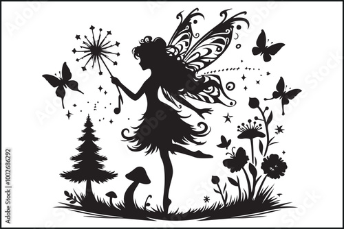 Fairy Silhouettes Magical Vector Poses