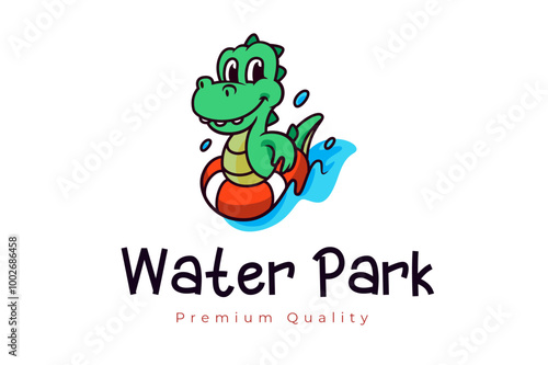 Crocodile Waterpark mascot logo design