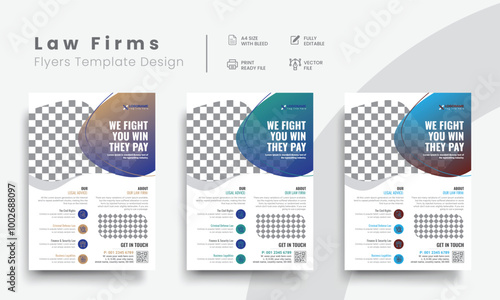Professional corporate law firm flyer for lawyer brand identity promotion. Modern lawyer flyer or attorney flyer with marketing layout. Vol - 2