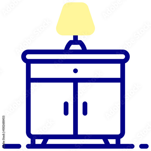 bedside table mixed outline vector icon