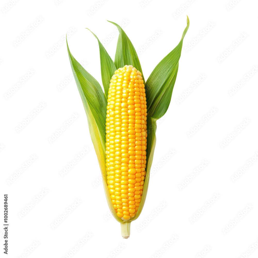 Obraz premium Freshly harvested corn on the cob with green husks