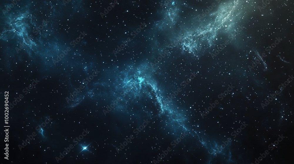 Naklejka premium Deep Space with Stars and Nebulae in Dark Background