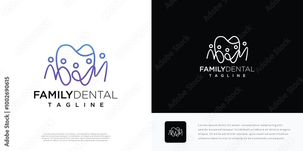 Naklejka premium Dental people vector logo icon template with line concept