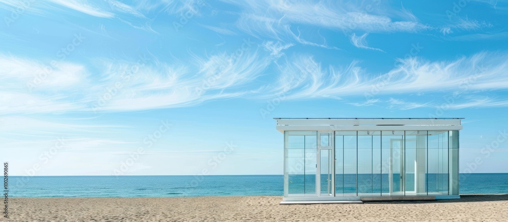 Obraz premium Glass House on a Sandy Beach