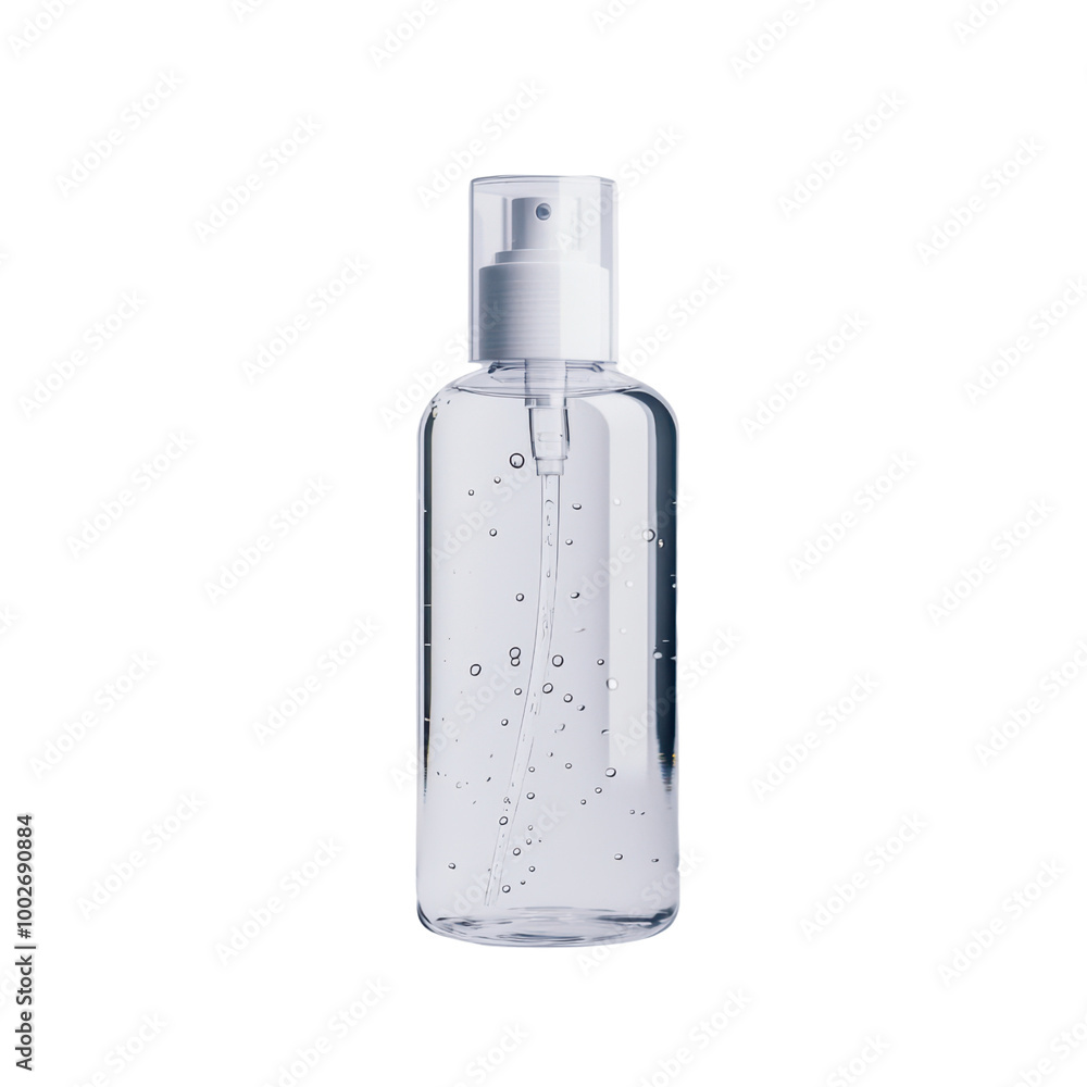 Clear spray bottle with water droplets Clear spray bottle with water droplets