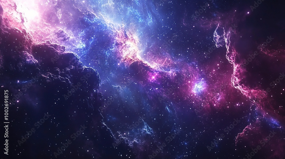 Fototapeta premium Vibrant Cosmic Nebula in Deep Space