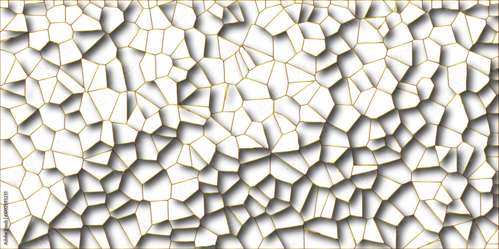 Golden gradient lines stroke abstract white crystalized broken glass background. Voronoi diagram background. abstract desktop texture design digital art wallpaper, vector illustration. Golden gradient lines stroke abstract white crystalized broken glass background. Voronoi diagram background. abstract desktop texture design digital art wallpaper, vector illustration.