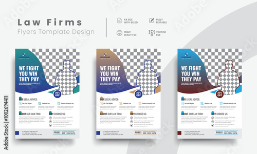 Professional corporate law firm flyer for lawyer brand identity promotion. Modern lawyer flyer or attorney flyer with marketing layout. Vol - 4