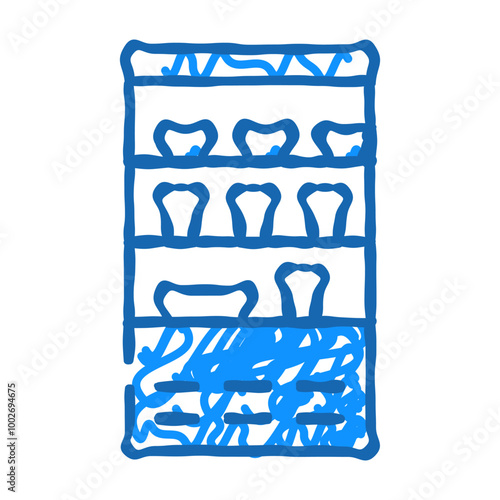 refrigerator with food and drink in canteen doodle icon sketch vector. refrigerator with food and drink in canteen sign. isolated symbol illustration