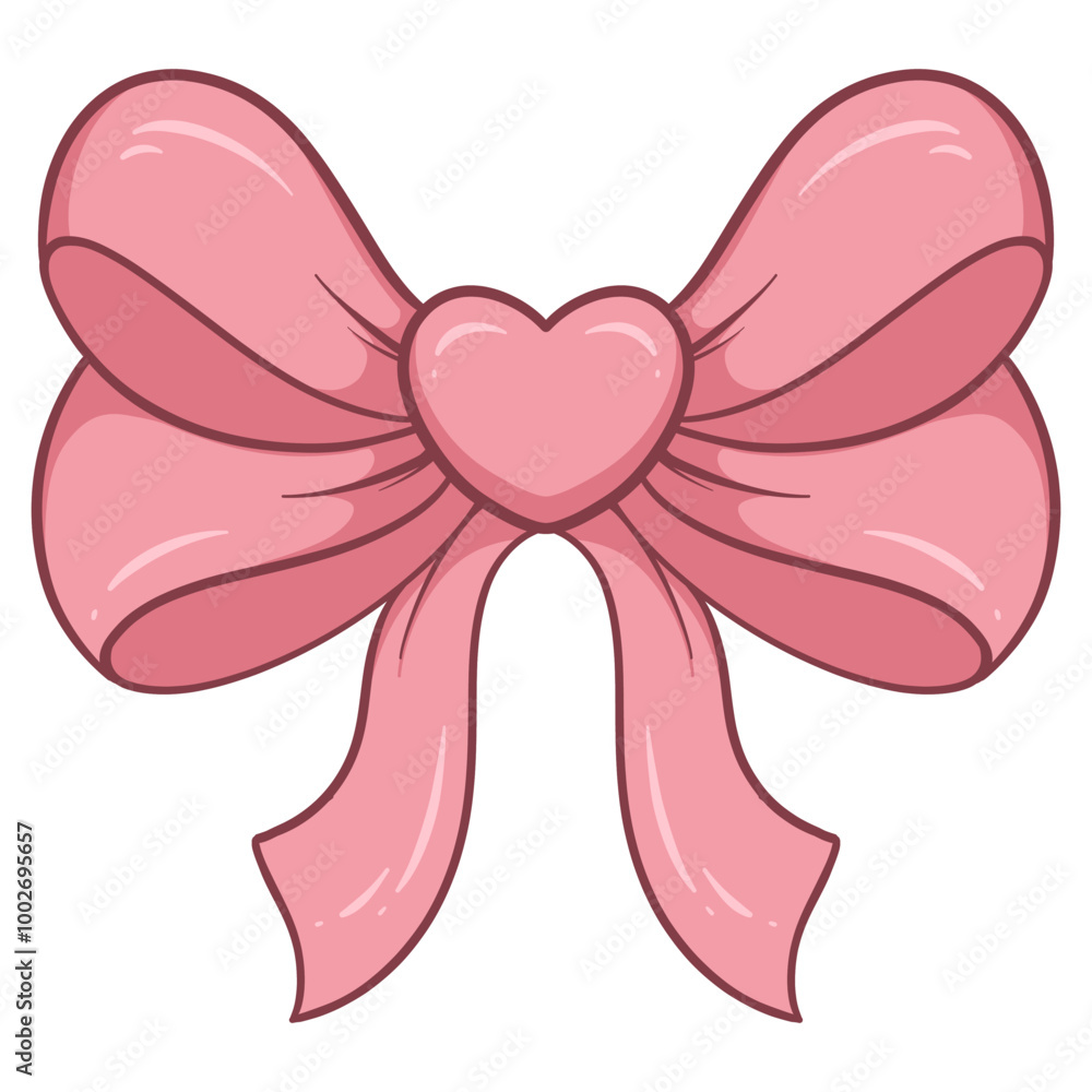 Adorable Coquette Pink Ribbon Bow Cartoon Adorable Coquette Pink Ribbon Bow Cartoon