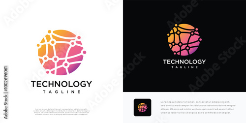 Global technology Abstract dot connection logo template. Modern logo with circle symbol.