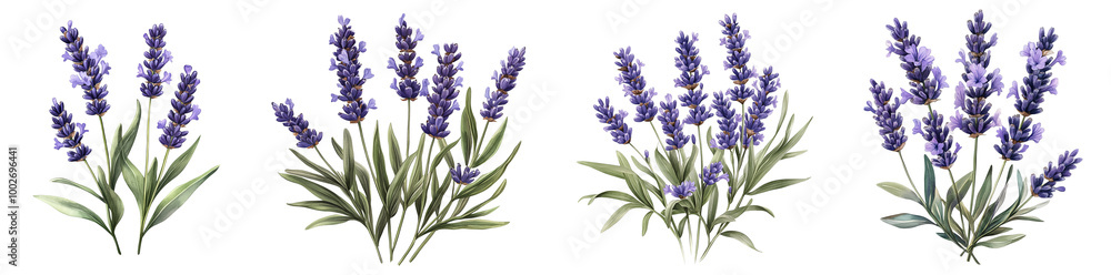 Fototapeta premium Lavender flowers bouquet beautiful floral arrangement transparent background