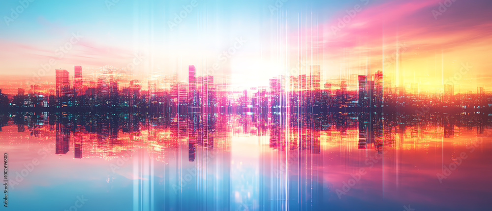 Showcase a vibrant city skyline at dusk Showcase a vibrant city skyline at dusk